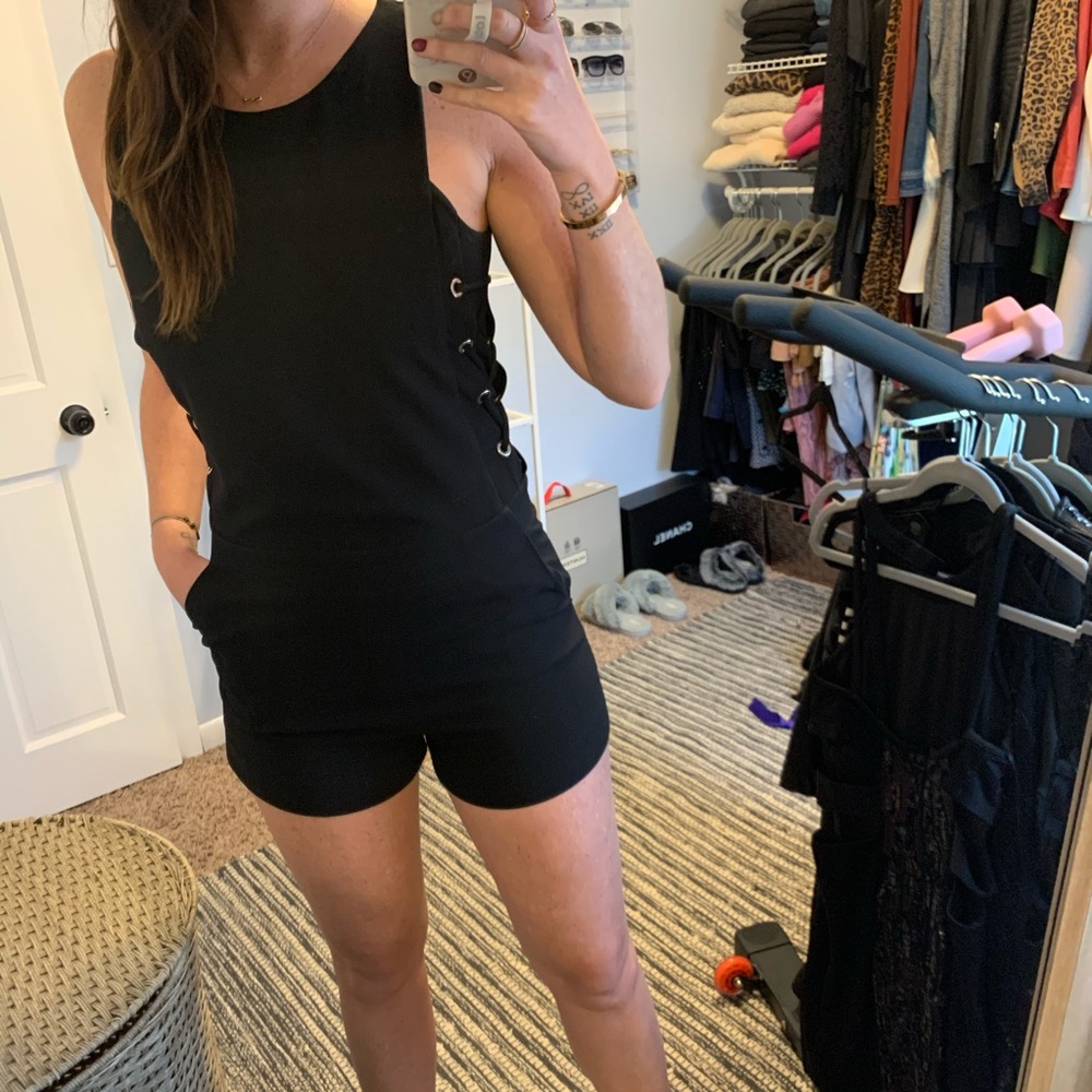 Iro silk lace up side romper